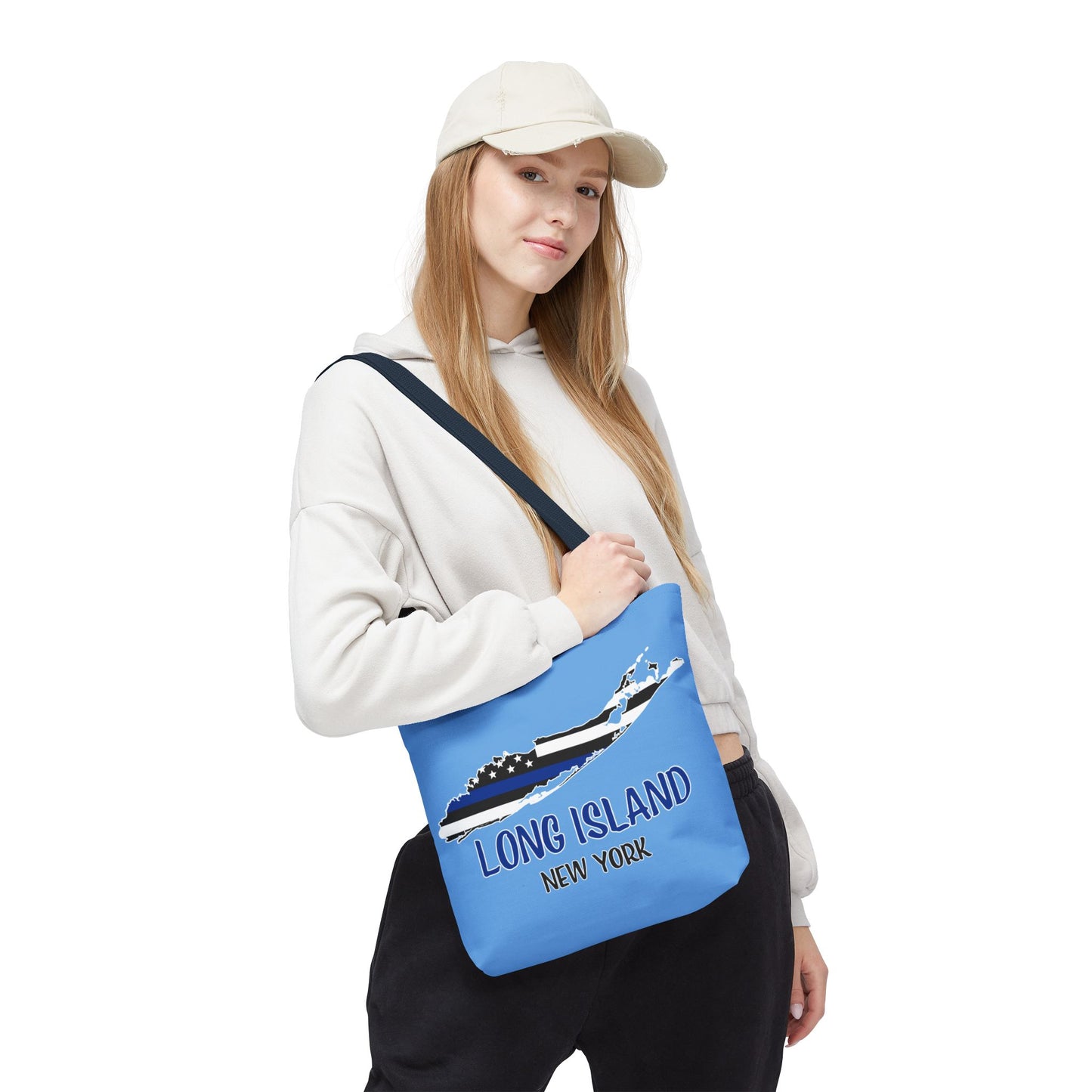 What's Up Long Island? NY Police Support Back the Blue Flag Design - Tote Bag