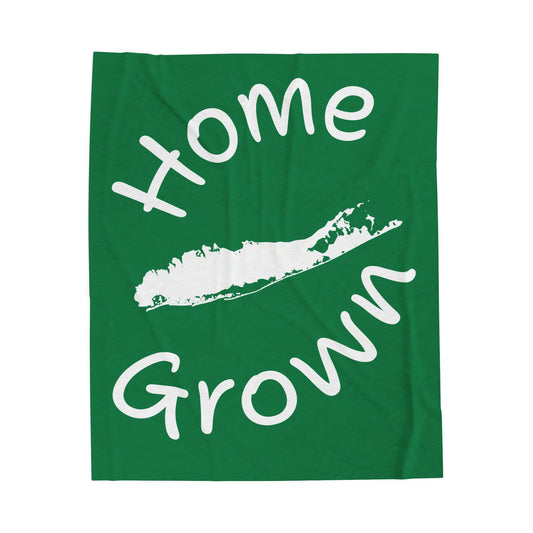 What's Up Long Island? Green Home Grown Cozy Velveteen Plush Blanket - Perfect for Long Island Home Comfort