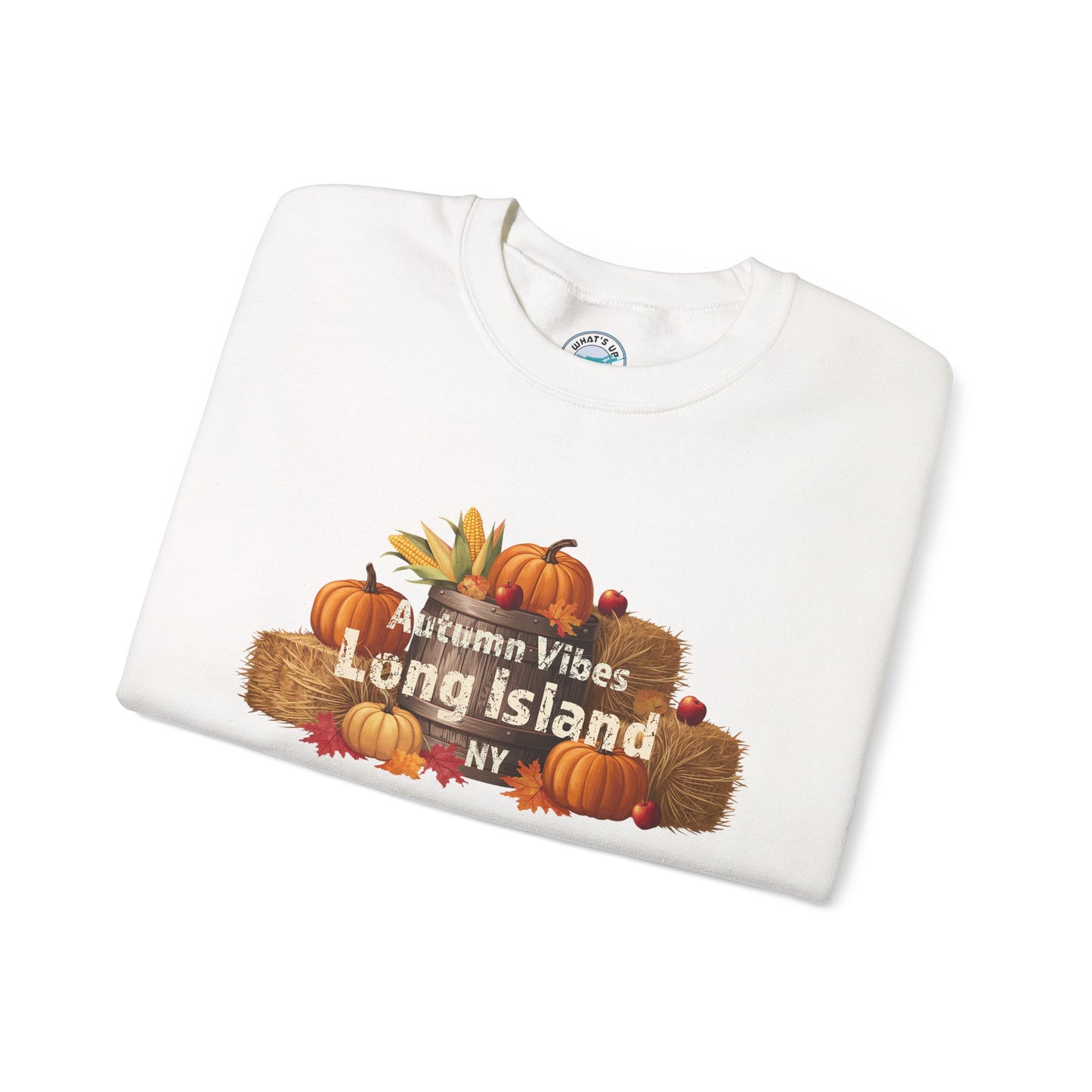 What's Up Long Island? Autumn Vibes Long Island Unisex Crewneck Sweatshirt -Perfect for trips out East on LI