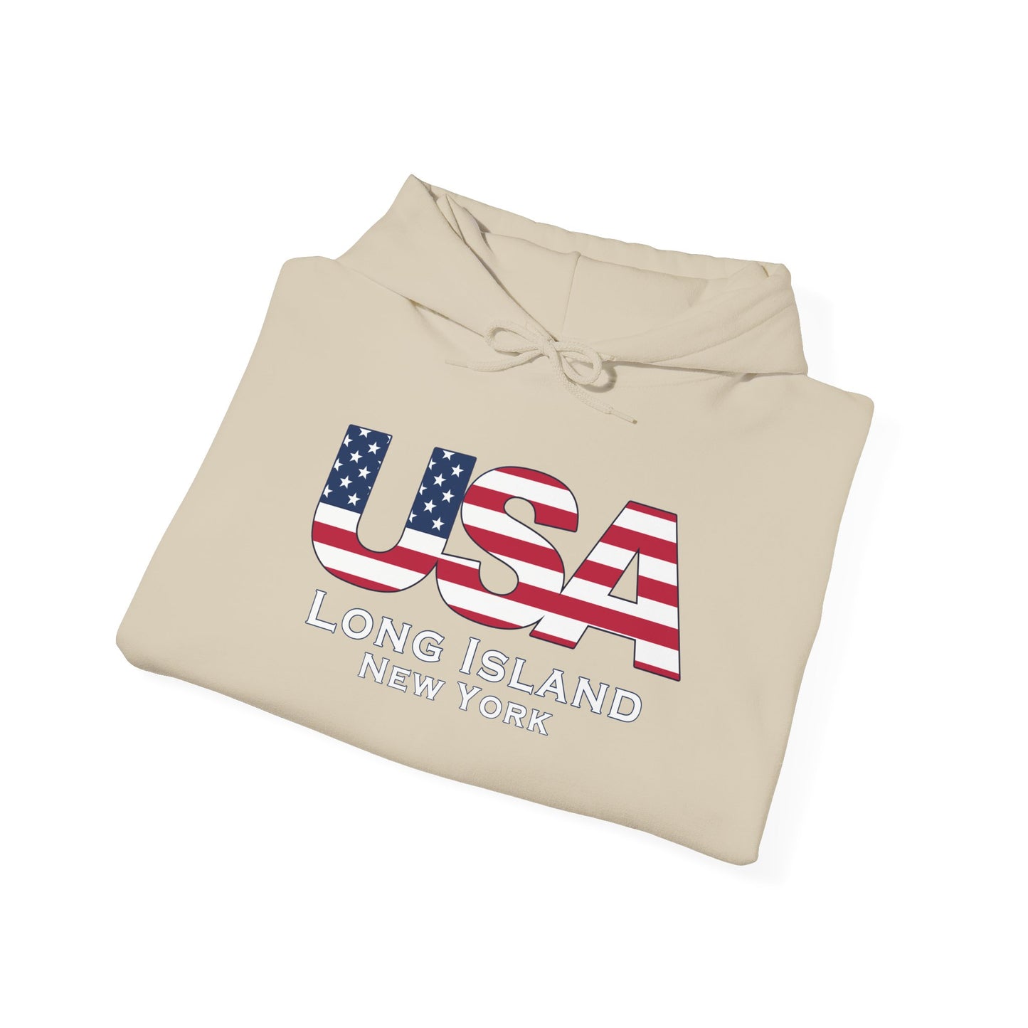 USA What's Up Long Island? Flag Hooded Sweatshirt - Unisex Heavy Blend™
