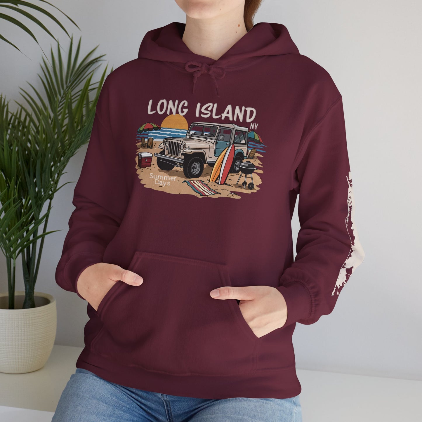 What's Up Long Island? Beach BBQ Graphic Unisex Hooded Sweatshirt