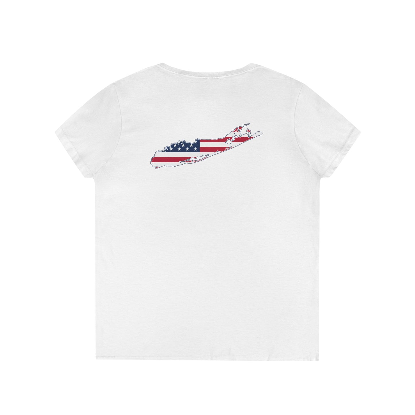 USA What's Up Long Island? Ladies' V-Neck T-Shirt | Patriotic Top, Summer Wear, Travel Tee, Gift for Her, Independence Day