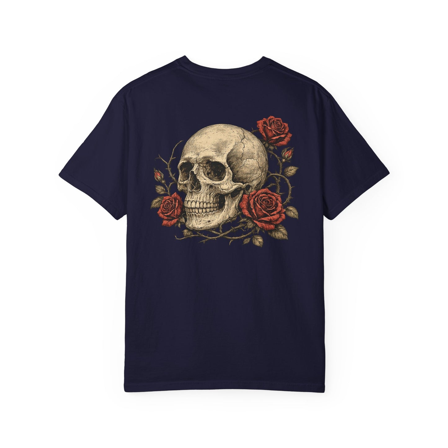 Skull & Roses Tee — Vintage Gothic Skull Graphic T-Shirt