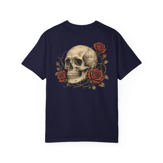 Skull & Roses Tee — Vintage Gothic Skull Graphic T-Shirt