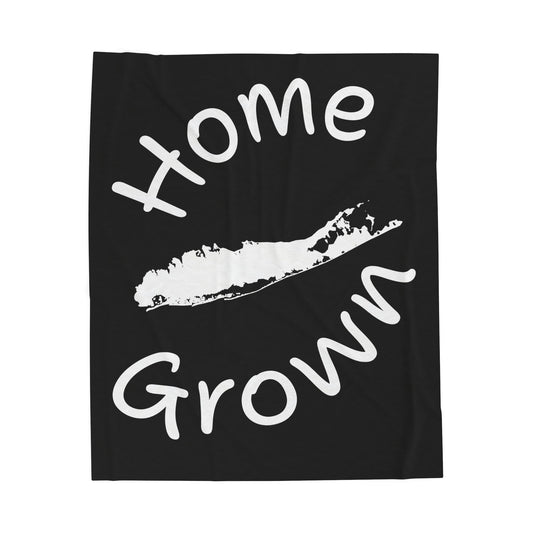 What's Up Long Island? Black Home Grown Cozy Velveteen Plush Blanket - Perfect for Long Island Home Comfort