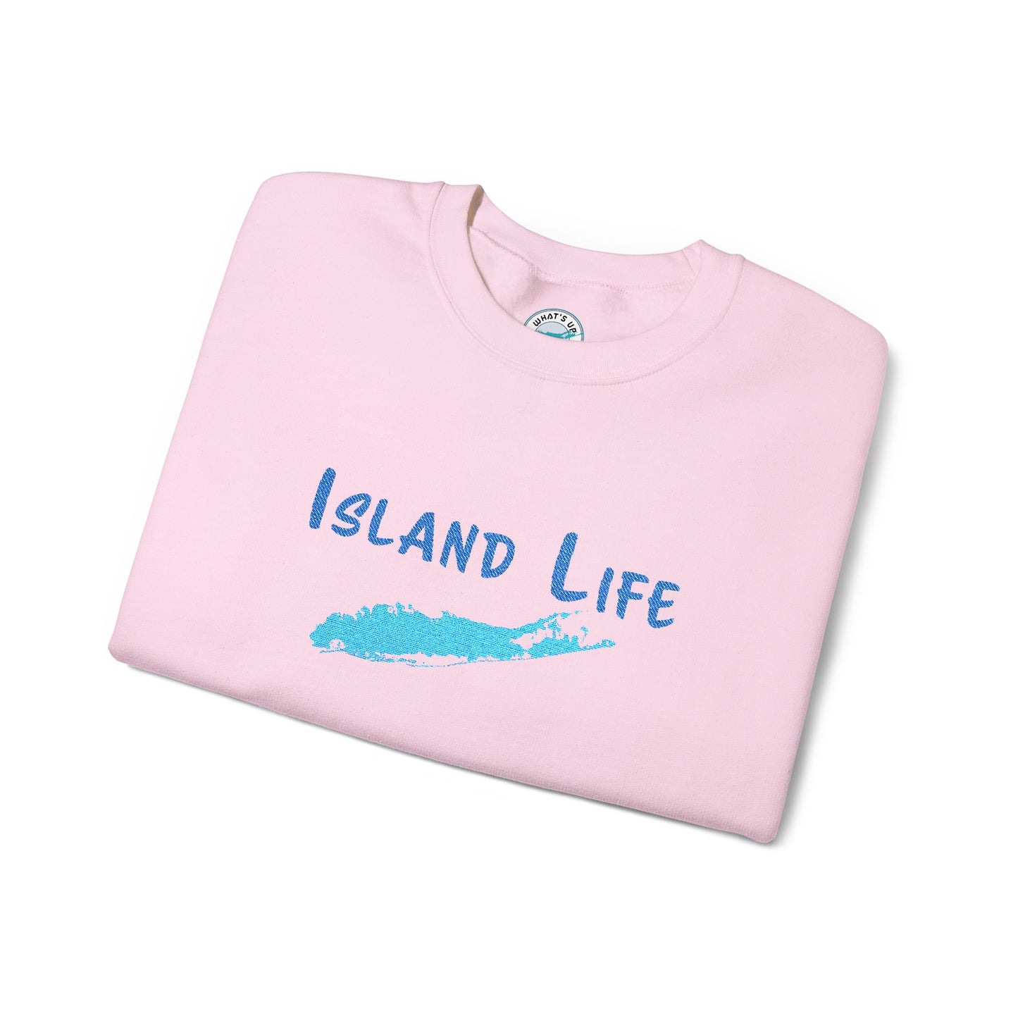 Embroidered Island Life - What's Up Long Island? Unisex Heavy Blend™ Crewneck Sweatshirt