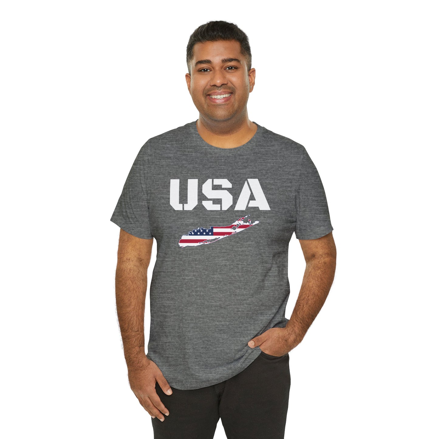 USA What's Up Long Island? Flag Graphic Unisex Jersey Tee - Perfect for Patriotic Occasions