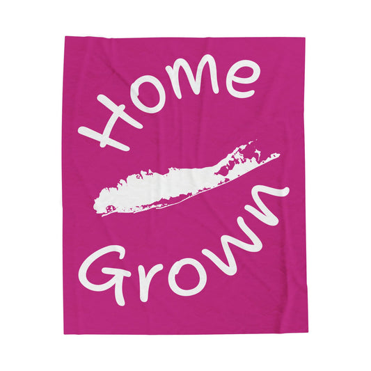 What's Up Long Island? Pink Home Grown Cozy Velveteen Plush Blanket - Perfect for Long Island Home Comfort