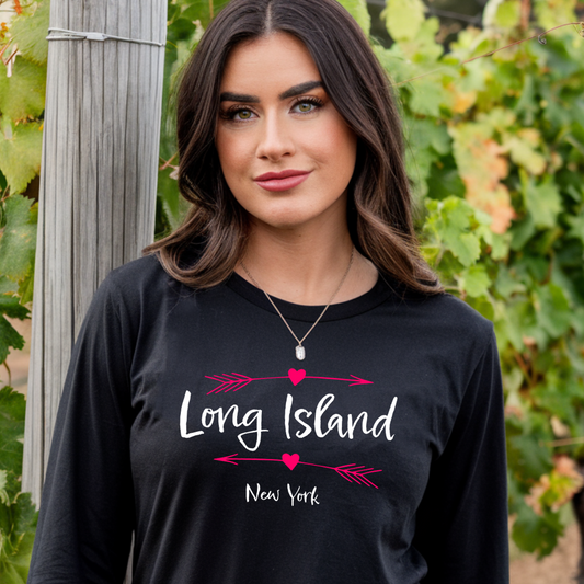 Long Island New York Hearts and Arrows - Long Sleeve T-Shirt