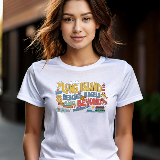Long Island Beaches Bagels and Beyond - Unisex Short Sleeve Tee