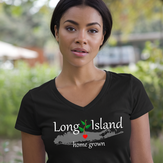 What's Up Long Island? Home Grown - Women's V-neck T-shirt