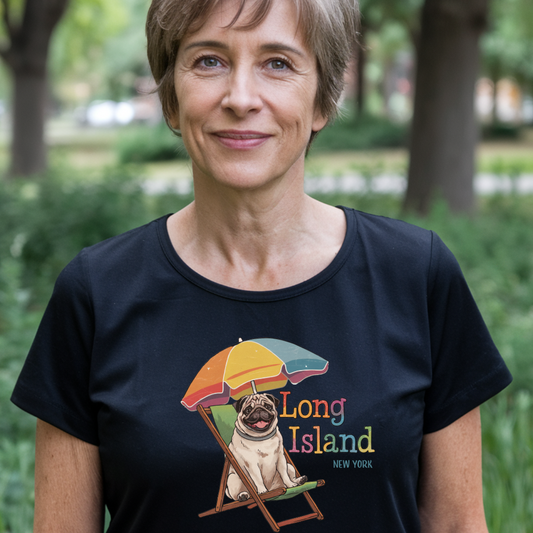 Long Island Pug Summer Tee - Unisex Jersey Short Sleeve T-Shirt