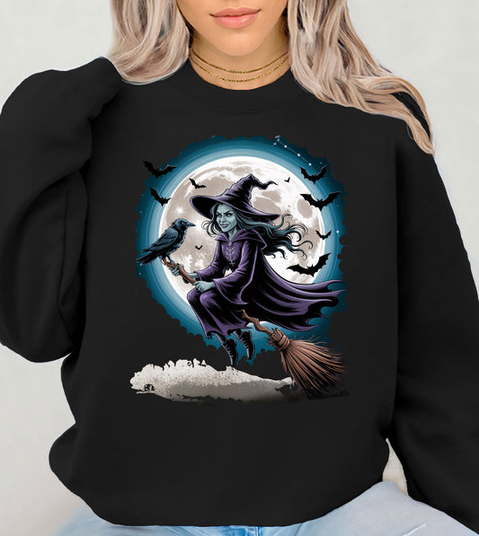 What's Up Long Island? Halloween Witch Flying Over Long Island Crewneck Sweatshirt, Unisex Sweatshirt, Spooky Apparel, Fall Fashion