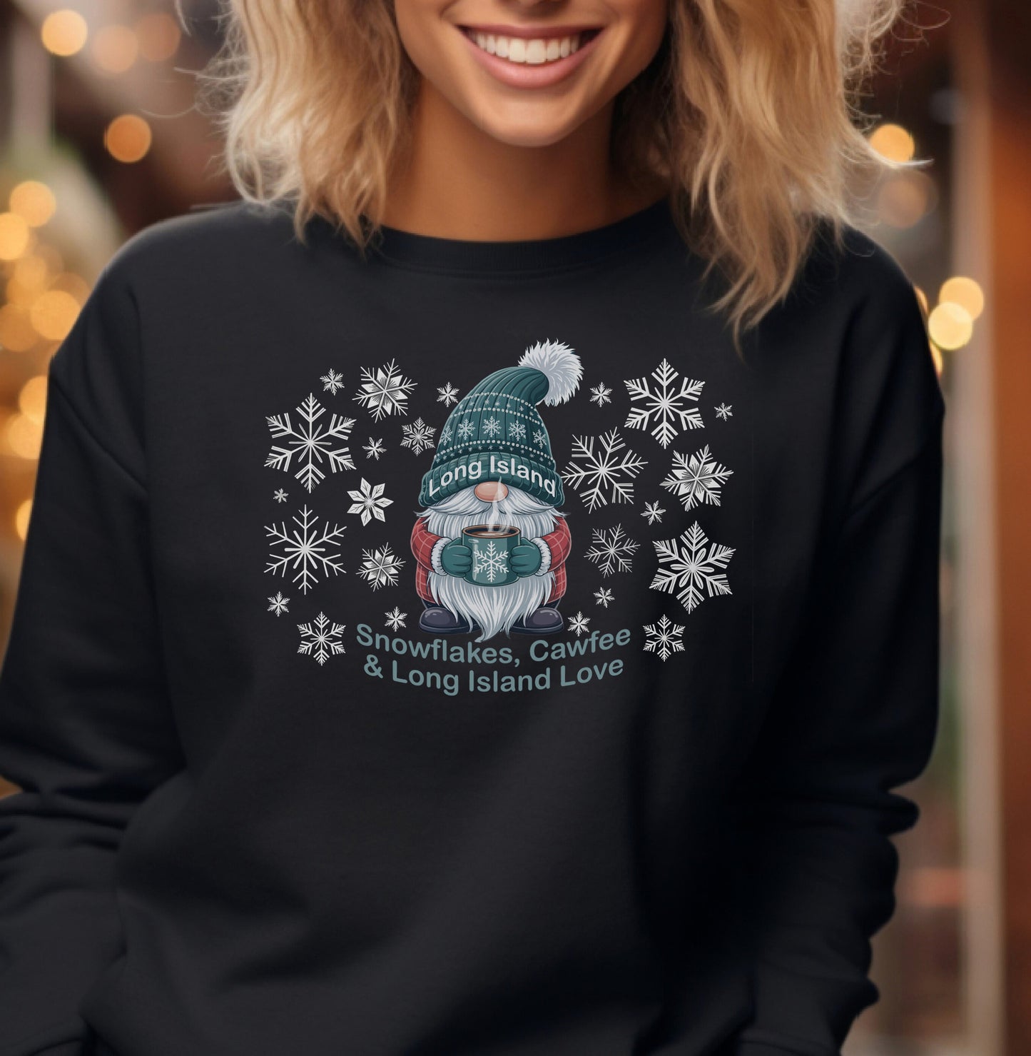 What's Up Long Island? Winter Gnome Sweatshirt, Holiday Gift, Gnome Lovers, Winter Wear