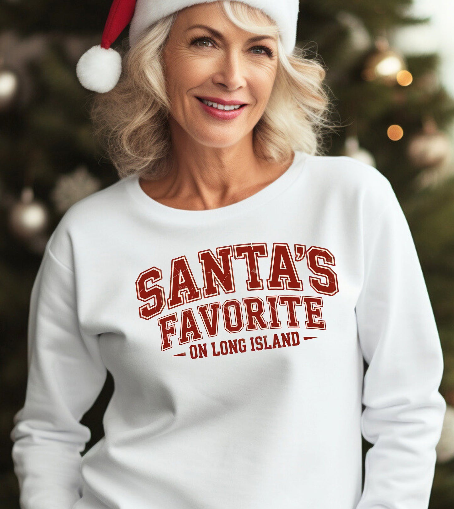 What's Up Long Island? Santa's Favorite Crewneck Sweatshirt for Holiday Cheer, Cozy Winter Wear, Christmas Gift, Family Matching Outfit