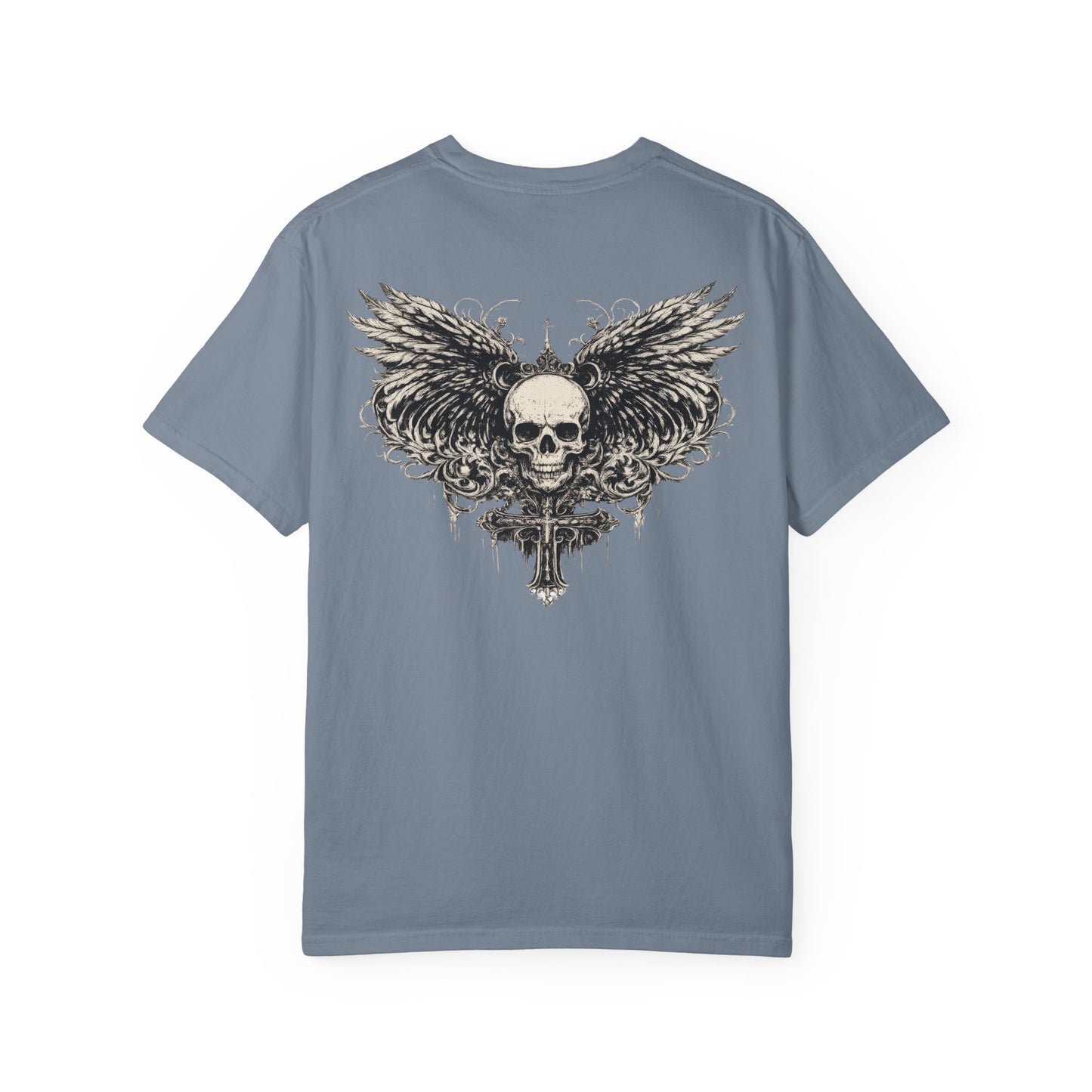 Skull with Wings T-Shirt — Gothic Skull & Sword Graphic Tee