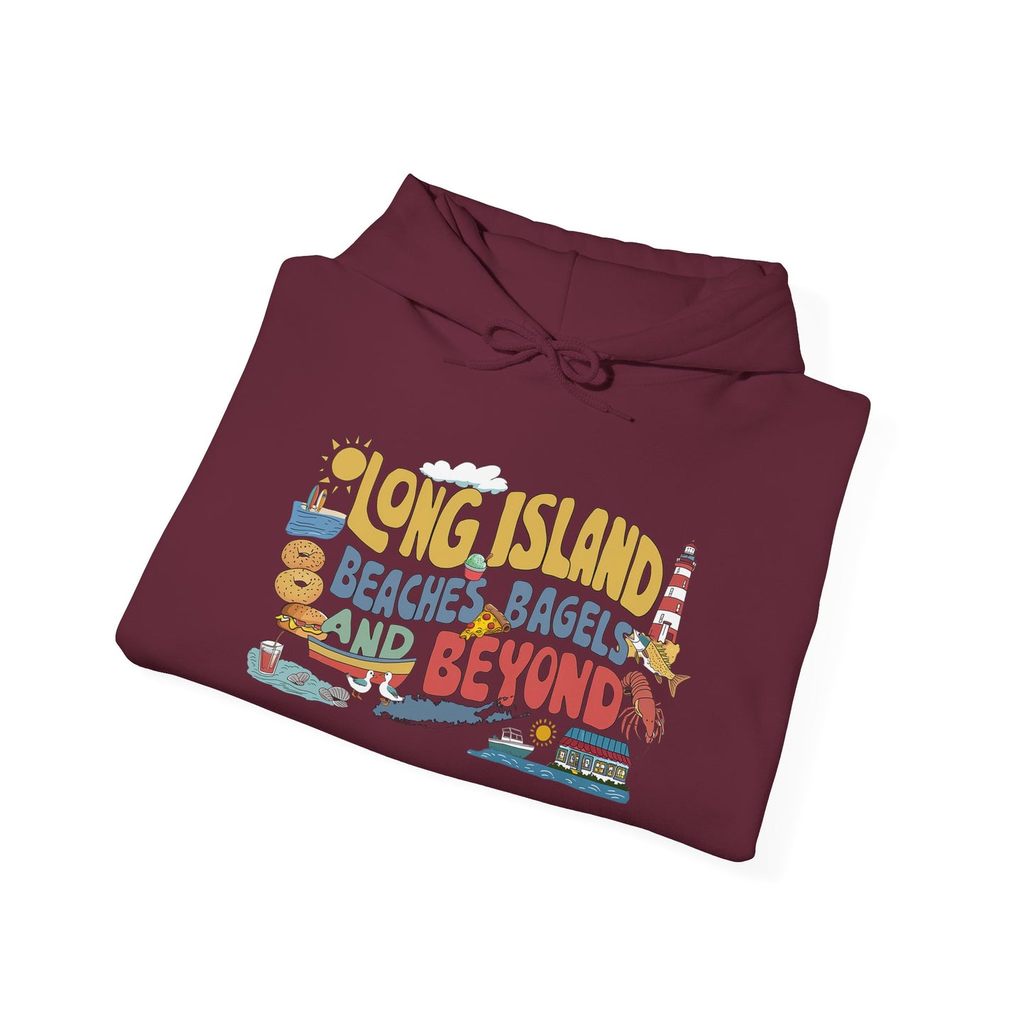 What's Up Long Island? Beaches, Bagels and Beyond Graphic Hoodie – Unisex Heavy Blend™