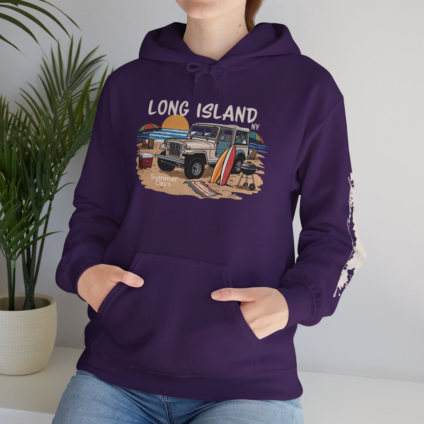 What's Up Long Island? Beach BBQ Graphic Unisex Hooded Sweatshirt