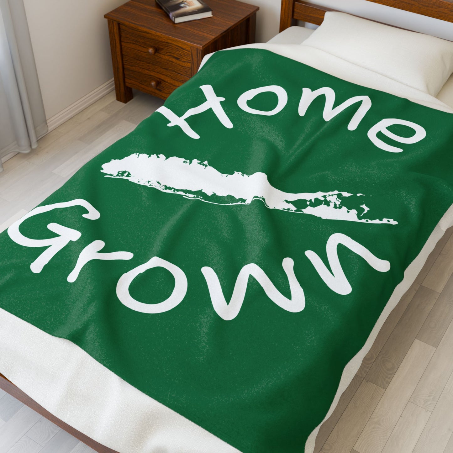 What's Up Long Island? Green Home Grown Cozy Velveteen Plush Blanket - Perfect for Long Island Home Comfort