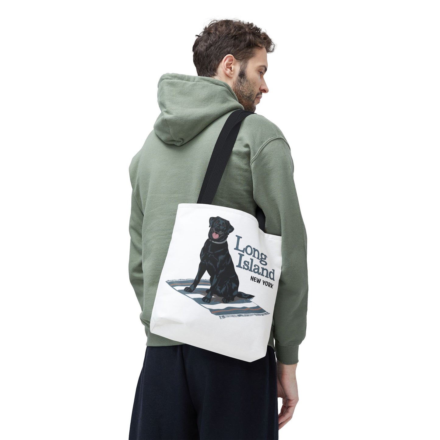 What's Up Long Island? Black Labrador Tote Bag – Perfect for Dog Lovers and Beach Days