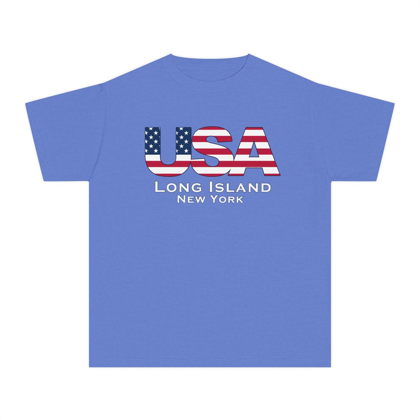 What's Up Long Island? Youth USA Long Island Flag Tee - Perfect for Independence Day, Casual Wear