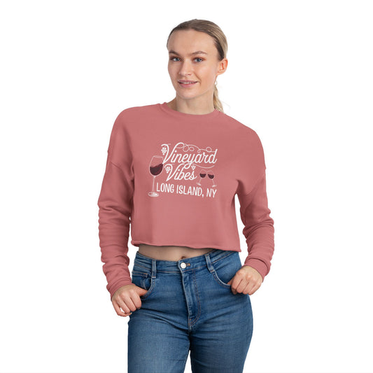 Vineyard Vibes Cropped Sweatshirt, Women's What's Up Long Island? Top, Stylish Sweatshirt for Fall, Perfect Gift for Wine Enthusiasts