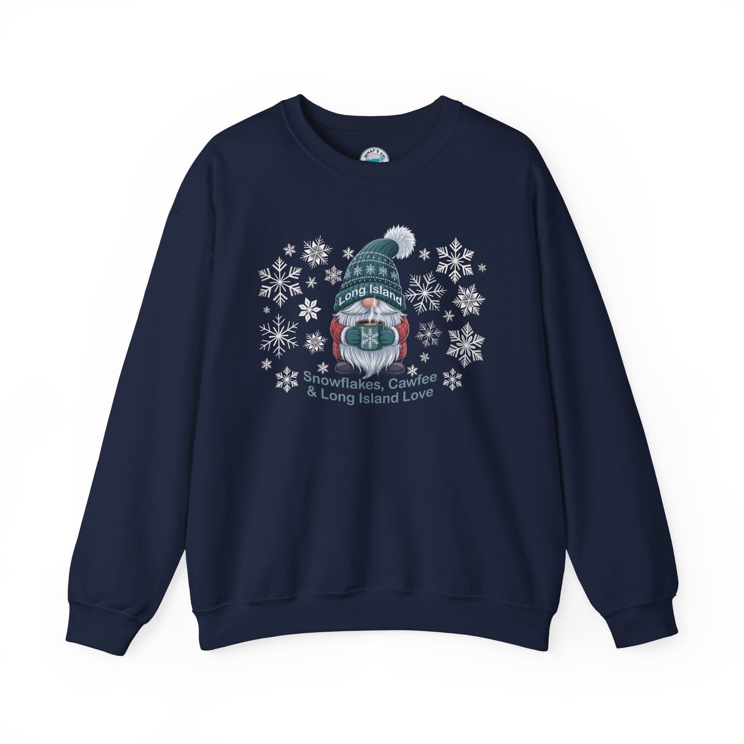 What's Up Long Island? Winter Gnome Sweatshirt, Holiday Gift, Gnome Lovers, Winter Wear