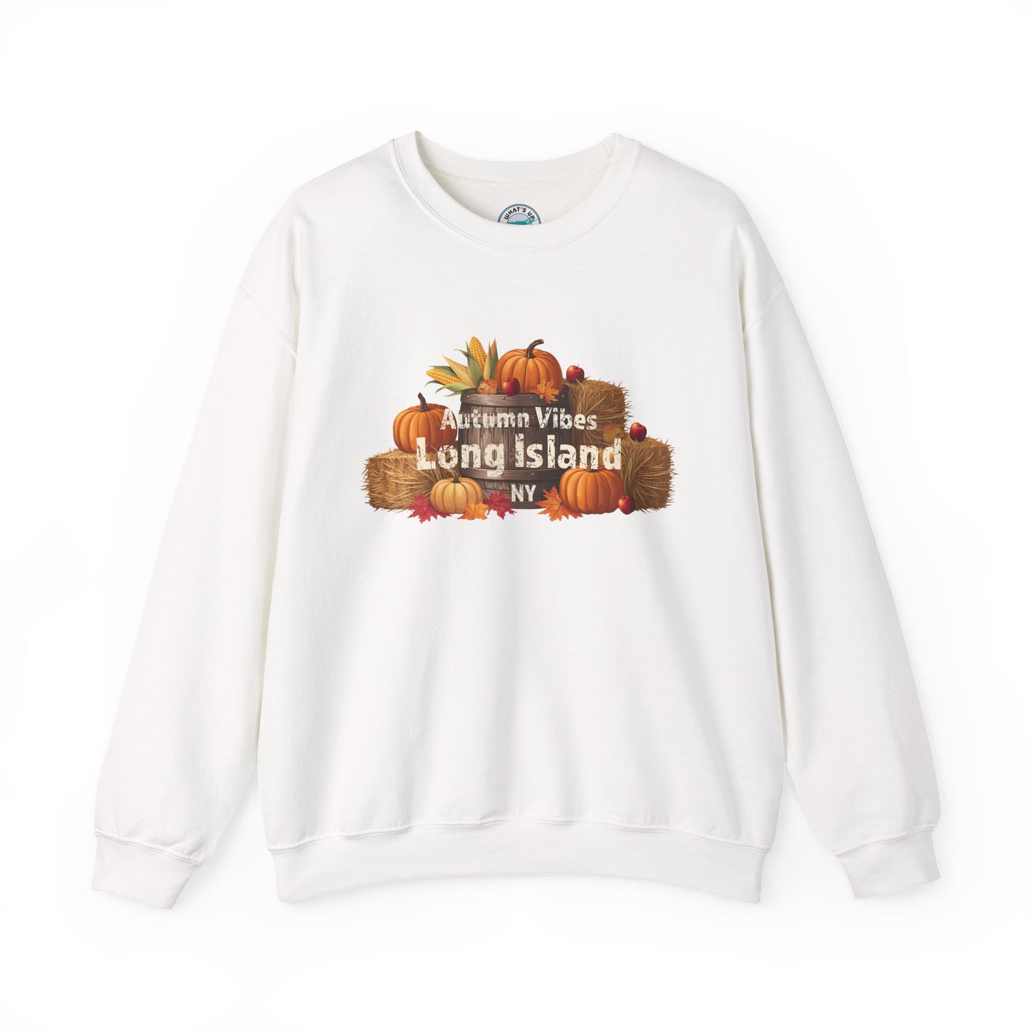 What's Up Long Island? Autumn Vibes Long Island Unisex Crewneck Sweatshirt -Perfect for trips out East on LI
