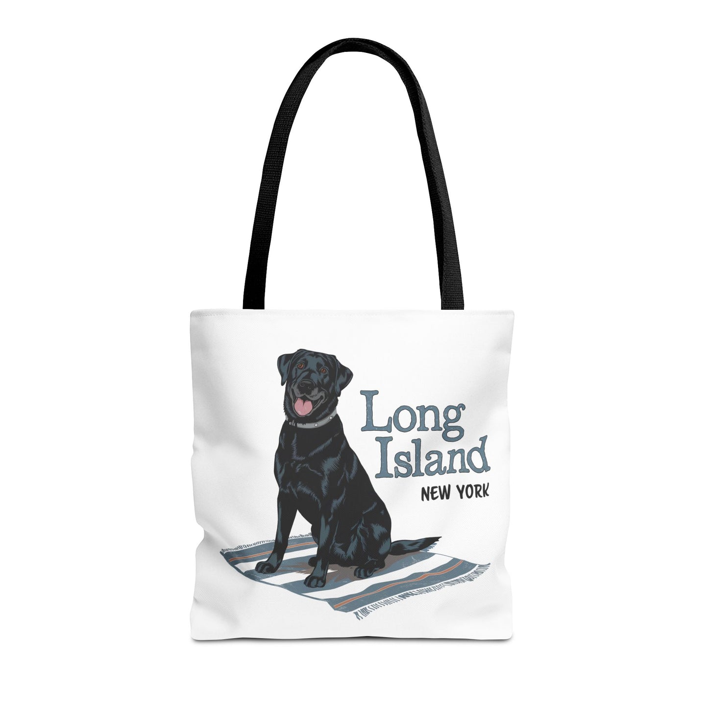 What's Up Long Island? Black Labrador Tote Bag – Perfect for Dog Lovers and Beach Days