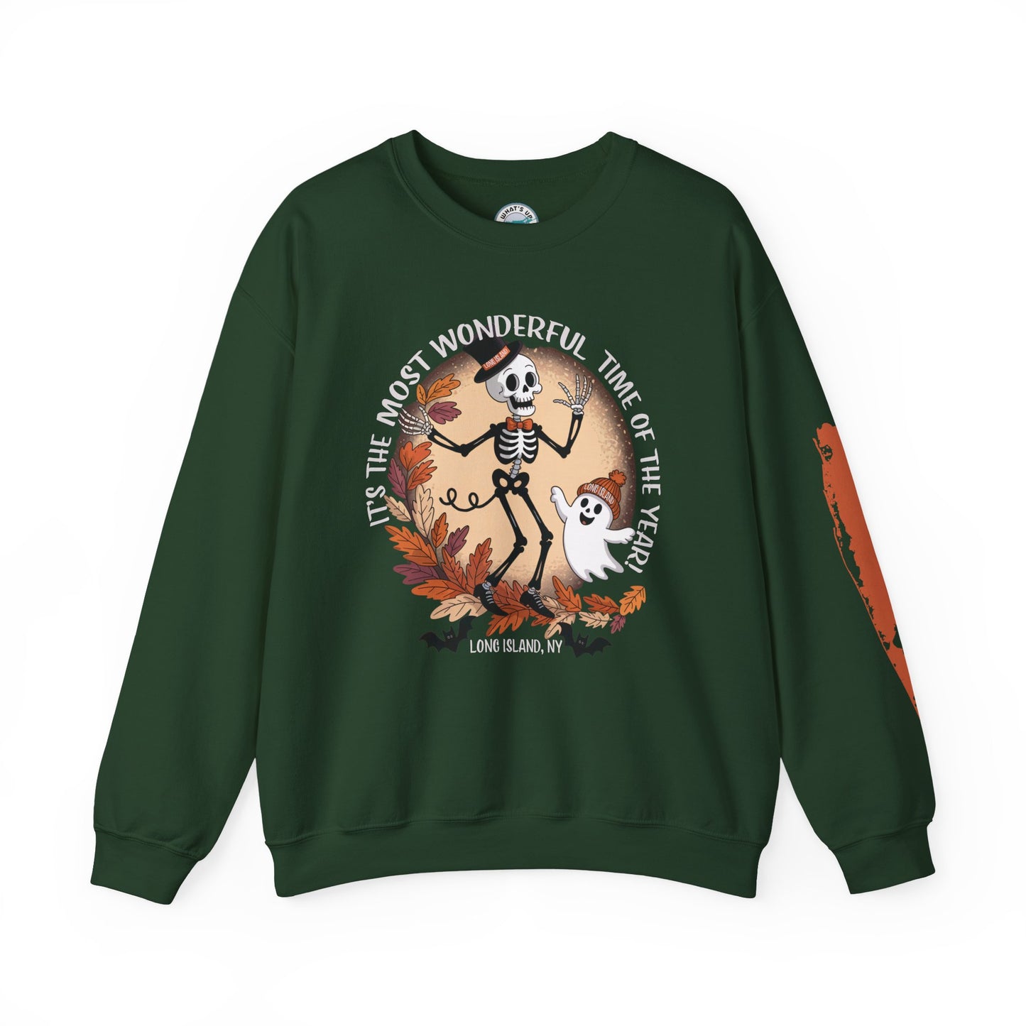 What's Up Long Island? Most Wonderful Time of the Year - Sweatshirt - Unisex Crewneck, Cozy Fall Apparel, Spooky Season Gift
