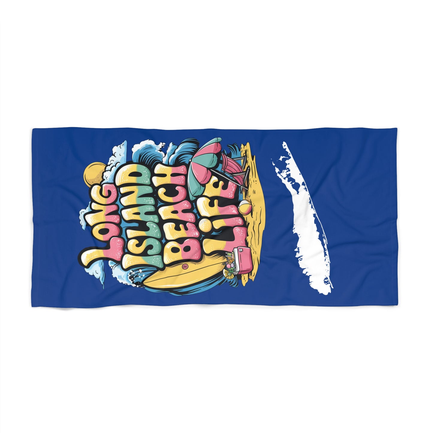 What's Up Long Island? Beach Life - Dark Blue Beach Towel