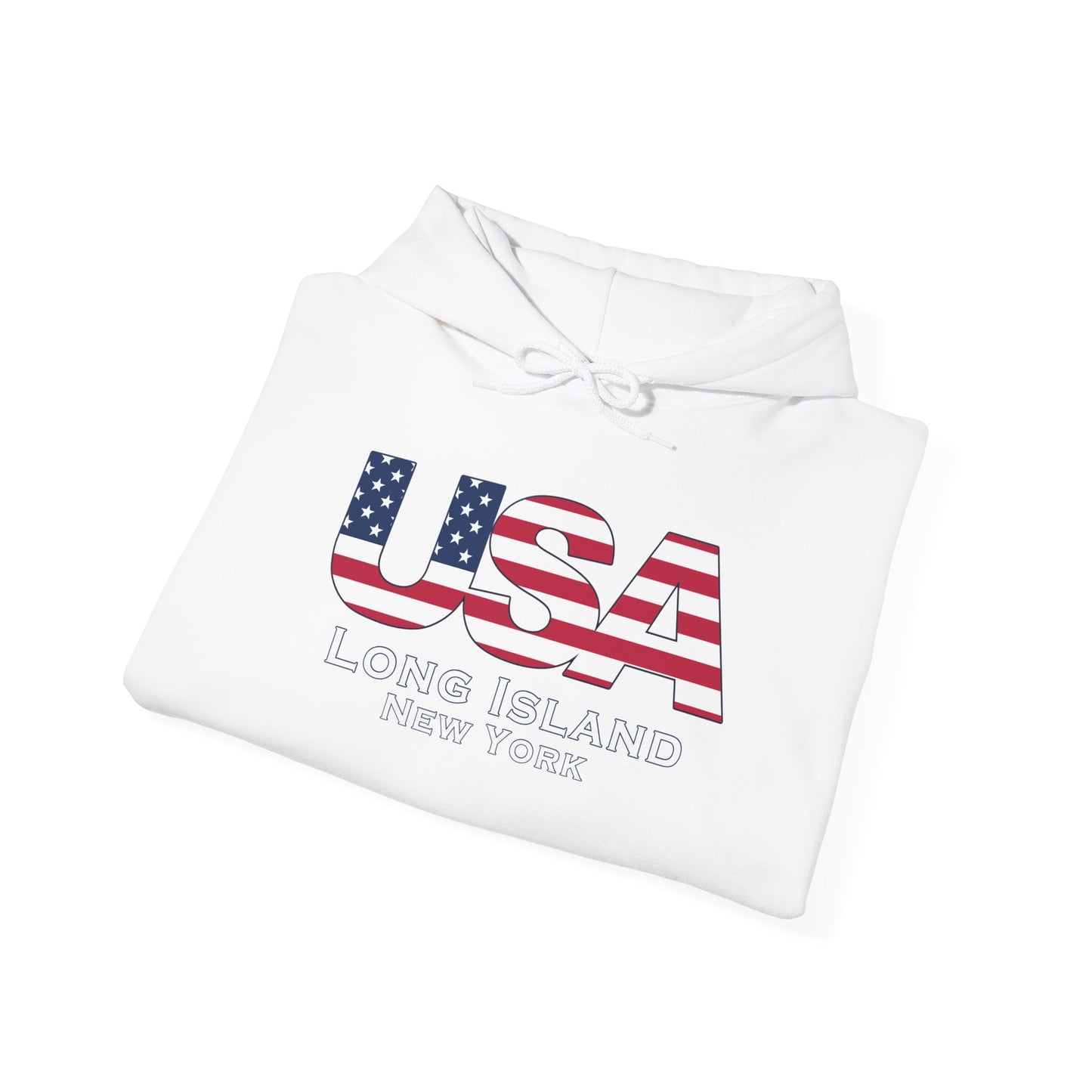 USA What's Up Long Island? Flag Hooded Sweatshirt - Unisex Heavy Blend™
