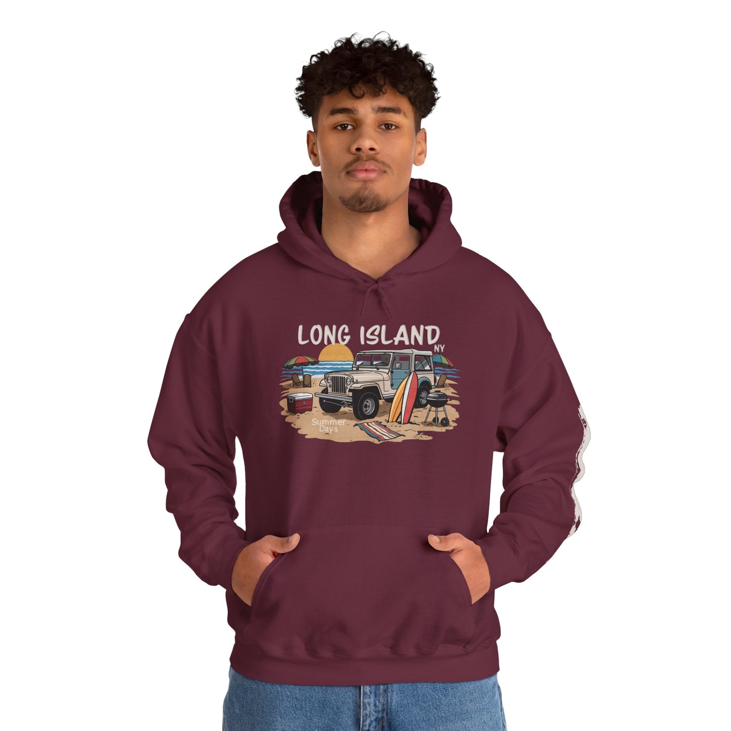 What's Up Long Island? Beach BBQ Graphic Unisex Hooded Sweatshirt