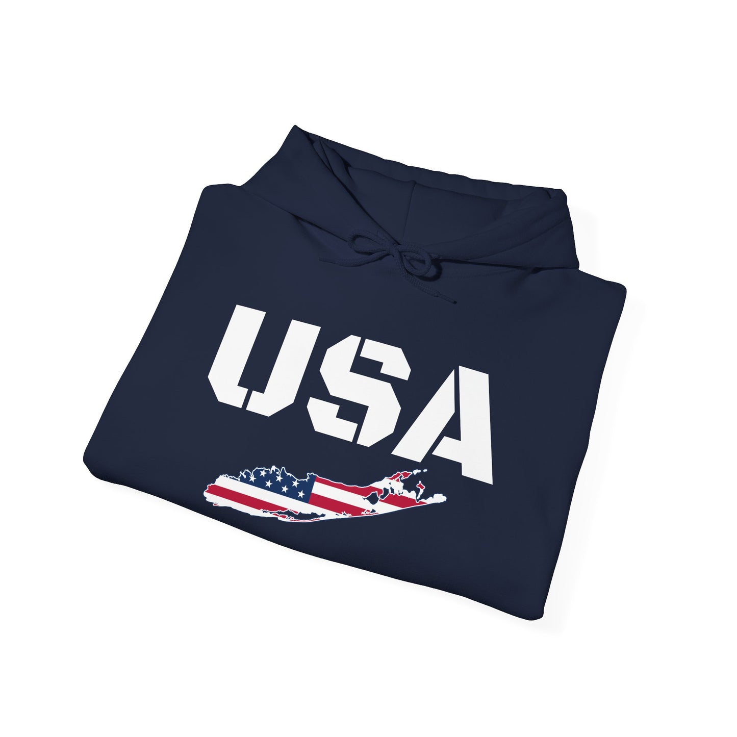 Patriotic Unisex Hooded Sweatshirt | Cozy USA What's Up Long Island? Flag Hoodie | Perfect for Independence Day