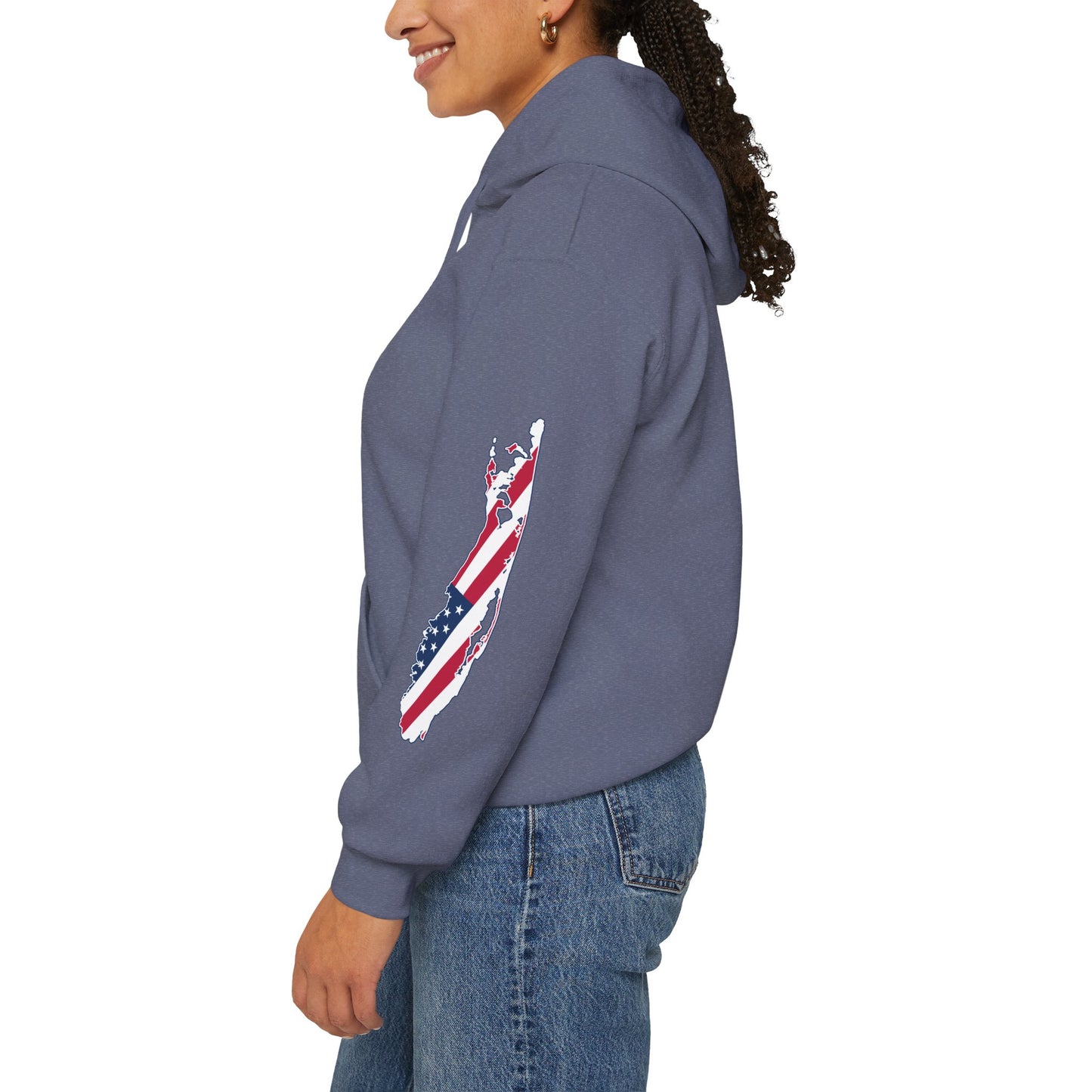 Patriotic Unisex Hooded Sweatshirt | Cozy USA What's Up Long Island? Flag Hoodie | Perfect for Independence Day