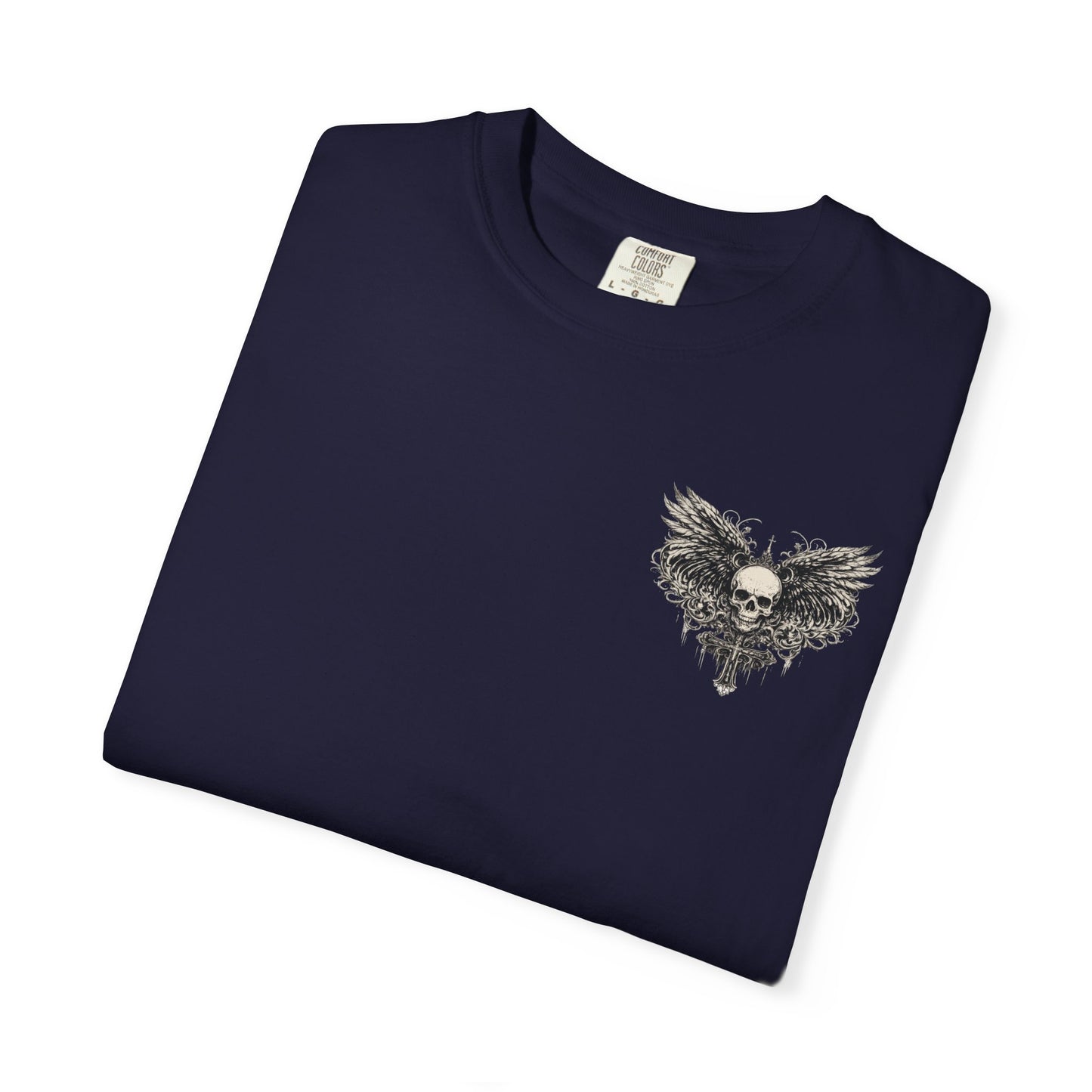 Skull with Wings T-Shirt — Gothic Skull & Sword Graphic Tee