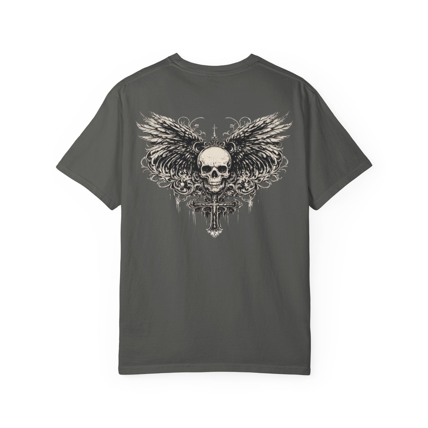 Skull with Wings T-Shirt — Gothic Skull & Sword Graphic Tee