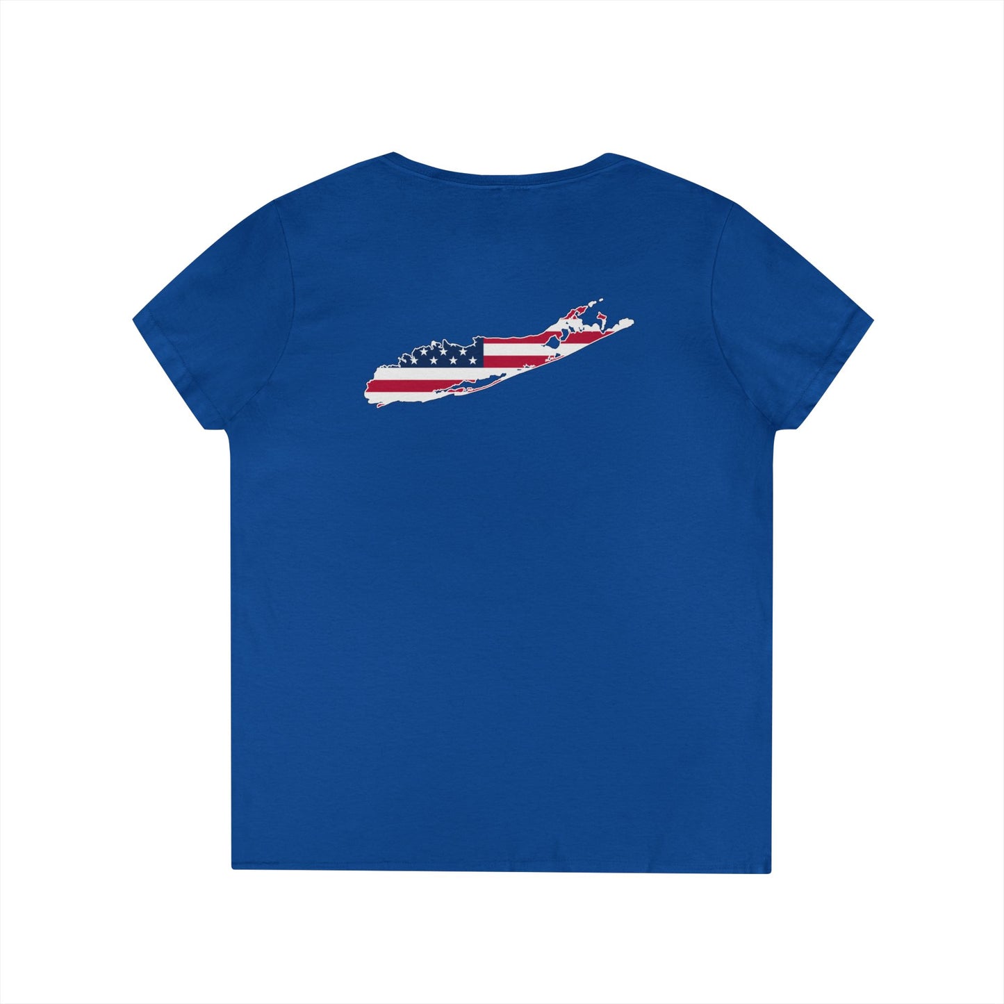 USA What's Up Long Island? Ladies' V-Neck T-Shirt | Patriotic Top, Summer Wear, Travel Tee, Gift for Her, Independence Day