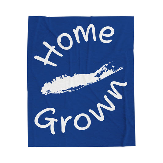 What's Up Long Island? Blue Home Grown Cozy Velveteen Plush Blanket - Perfect for Long Island Home Comfort