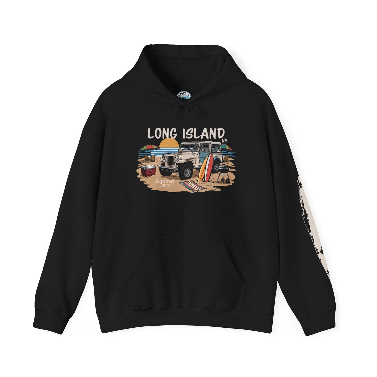 What's Up Long Island? Beach BBQ Graphic Unisex Hooded Sweatshirt