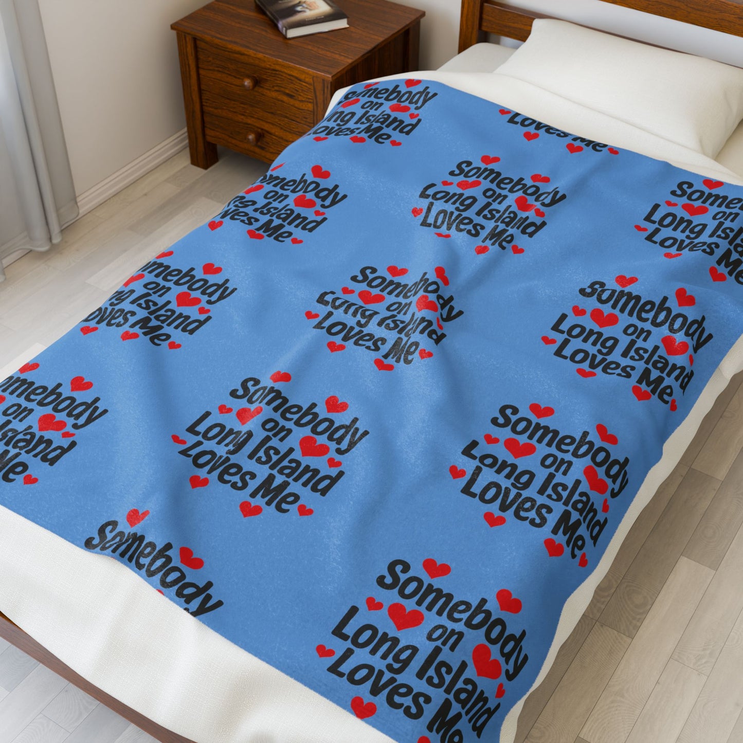 "Somebody on Long Island Loves Me" - 5 Colors - Cozy Velveteen Blanket - What's Up Long Island?