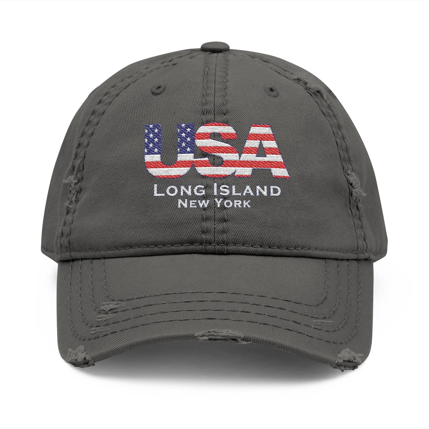 What's Up Long Island? USA Embroidered Distressed Hat