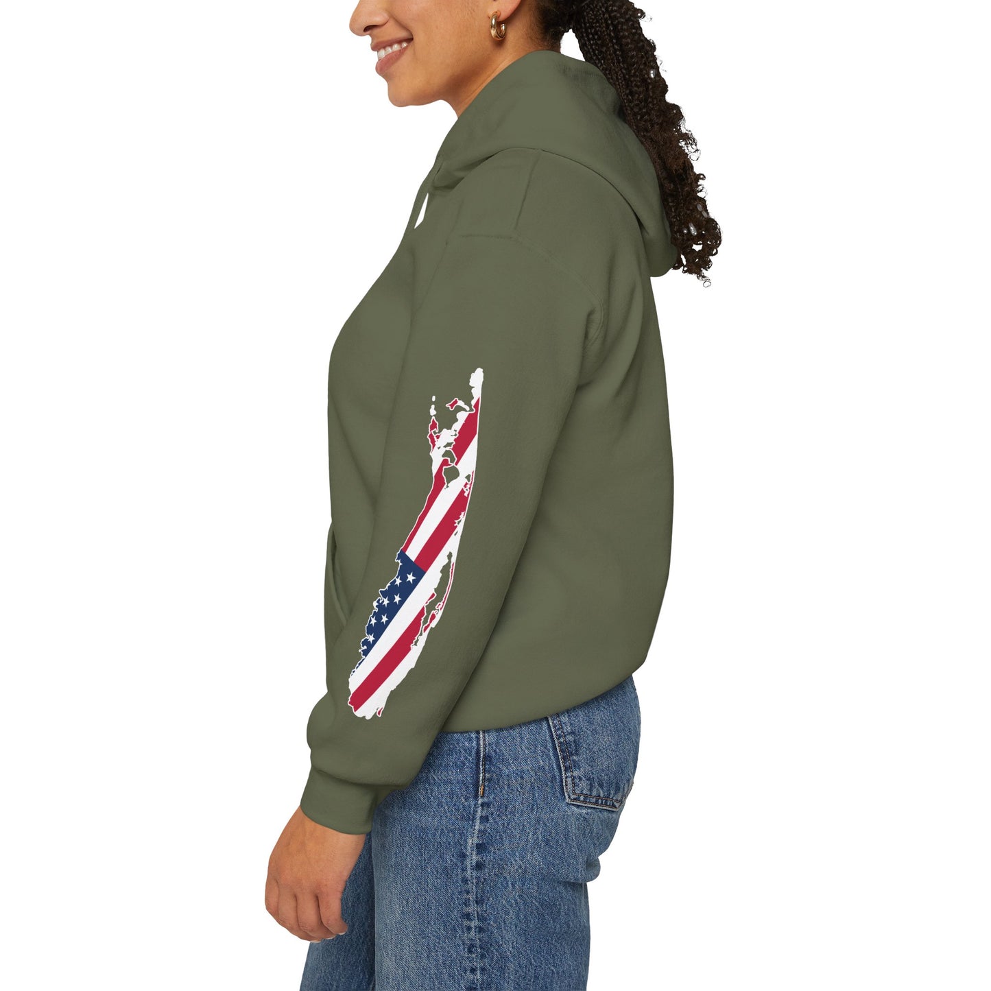 USA What's Up Long Island? Flag Hooded Sweatshirt - Unisex Heavy Blend™