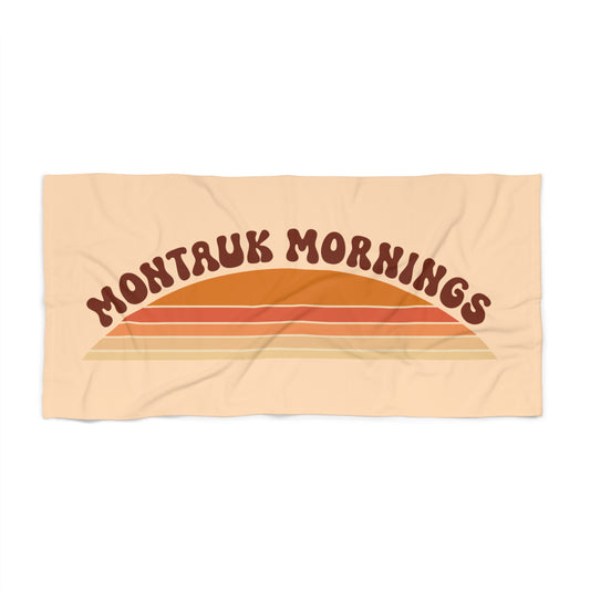What's Up Long Island? Peach colored - Montauk Mornings Beach Towel – Retro Sunset Surf Vibes