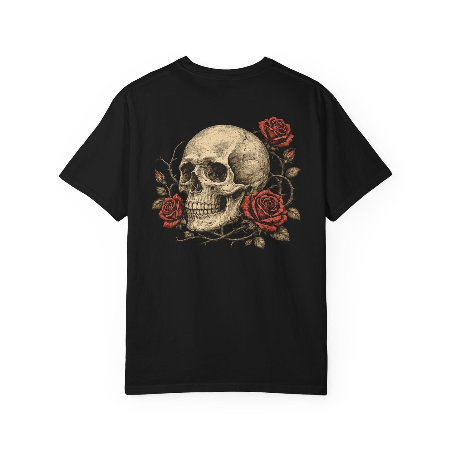Skull & Roses Tee — Vintage Gothic Skull Graphic T-Shirt