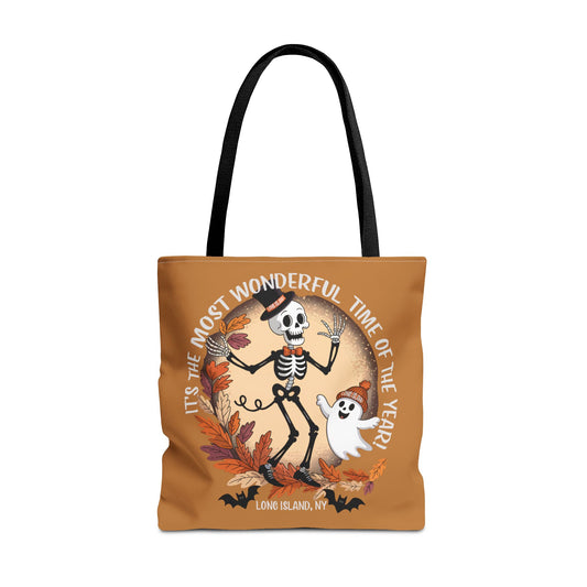 What's Up Long Island? Most Wonderful Time of the Year - Halloween Tote Bag, Spooky Season Shopping Bag, Fall Festival Accessory
