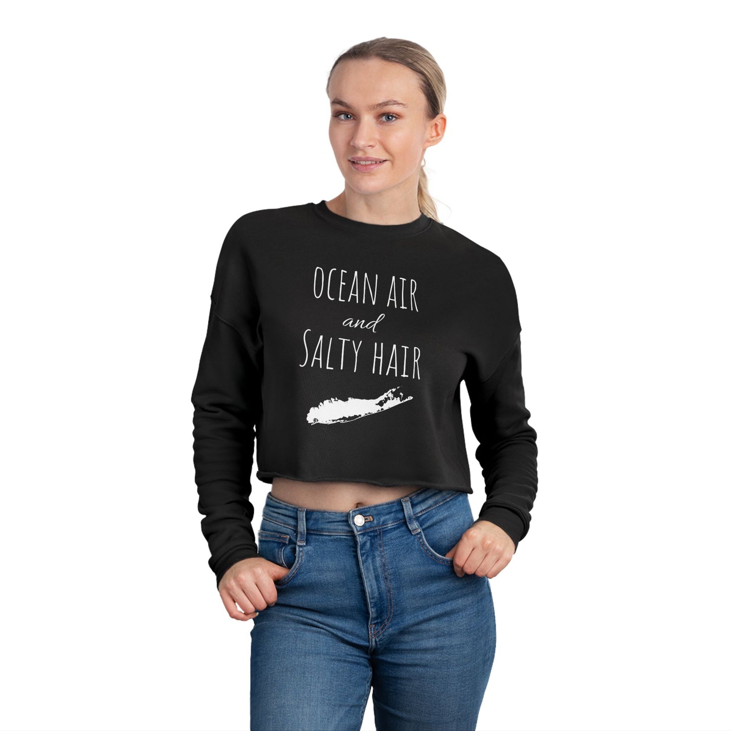 What's Up Long Island? Ocean-Inspired Cropped Sweatshirt, Perfect for Beach Lovers, Casual Wear, Summer Vibes