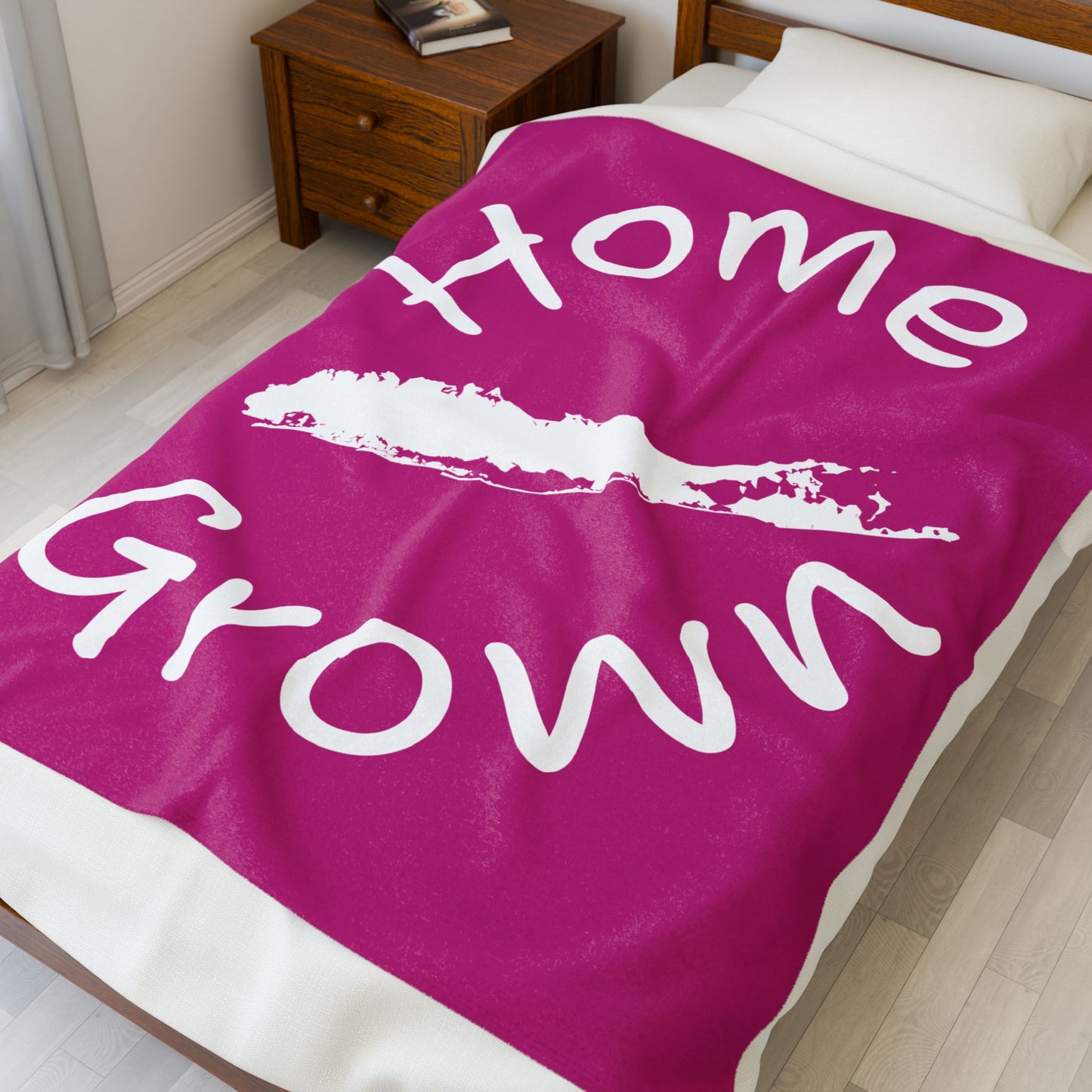 What's Up Long Island? Pink Home Grown Cozy Velveteen Plush Blanket - Perfect for Long Island Home Comfort