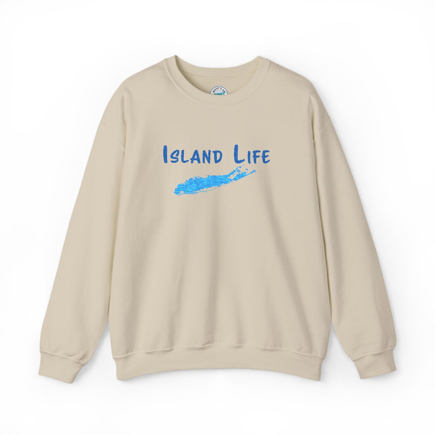 Embroidered Island Life - What's Up Long Island? Unisex Heavy Blend™ Crewneck Sweatshirt