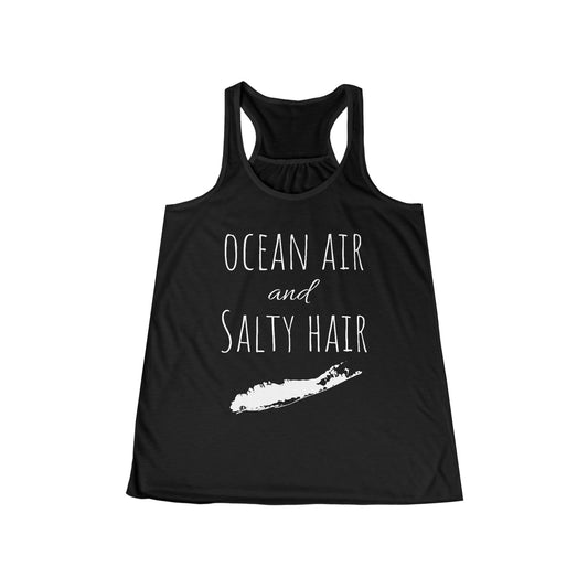 Ocean Air & Salty Hair What's Up Long Island? Women's Flowy Racerback Tank, Beachwear, Summer Top